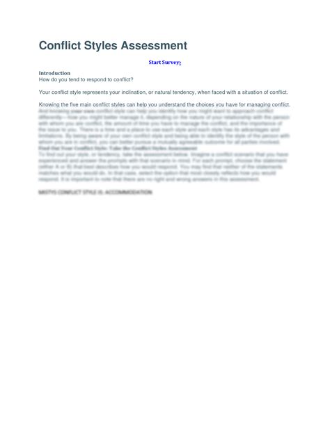 SOLUTION: Conflict style assessment survey 1 - Studypool