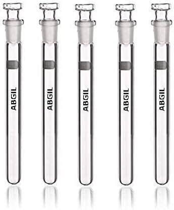 ABG BOROSILICATE GLASS TEST TUBE WITH STOPPER. 10 ML CAPACITY. 5 UNITS ...