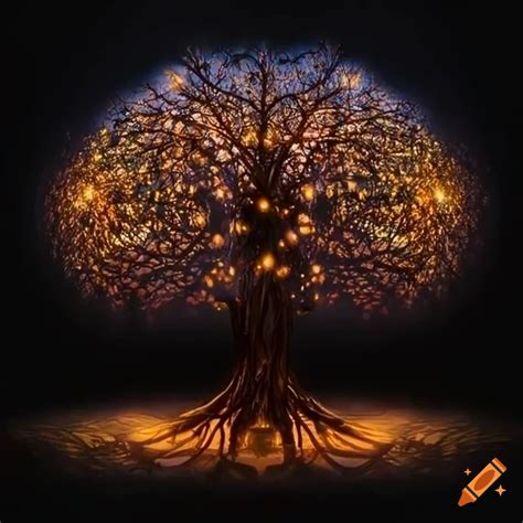 Golden tree with arms on Craiyon