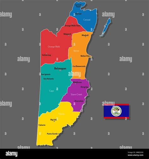 Vector map of Belize with names of cities and with borders city Stock Vector Image & Art - Alamy