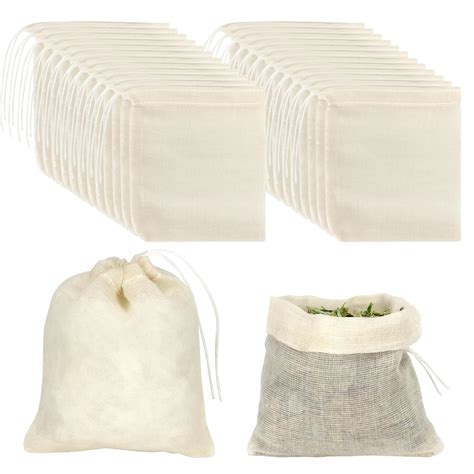 WEOXPR 24 Cream Cotton Reusable Tea Bags - 3 x 4 inch Rectangular ...