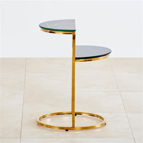 Buy Monarch Tempered Glass End Table - Black and Gold from Home Centre ...
