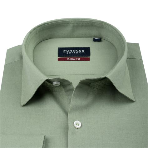 Sage Green Color Solid Cotton Linen Shirt For Men – Punekar Cotton