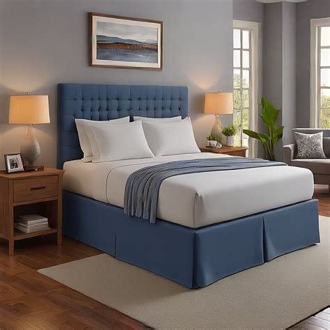 16" Inch Drop Bed Skirt Split Corner Med Blue Egyptian Cotton 1000TC ...