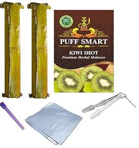 PUFF SMART Premium Herbal Flavors Kiwi Shot, Tong, 2pcs foil, 1Mt And 2 ...