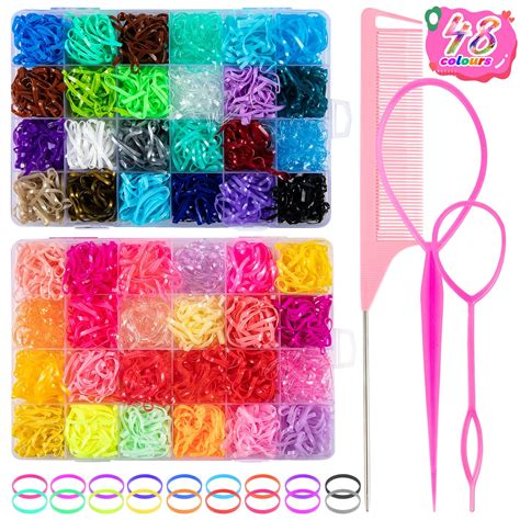 Amazon.com : OLIKER 48 Colors Rubber Bands for Hair with 3 Styling ...