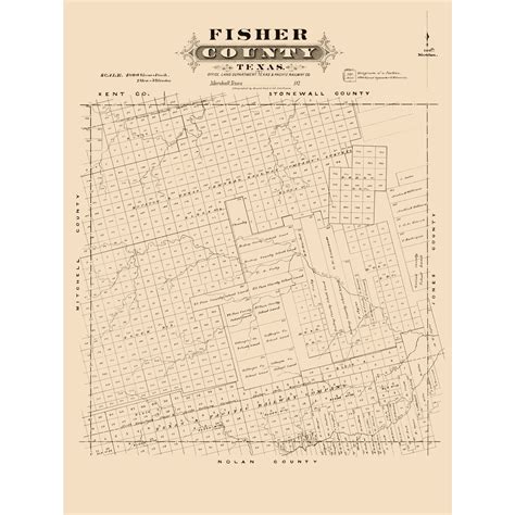 Historic County Map - Fisher County Texas - Gast 1870 - 23 x 30.49 ...