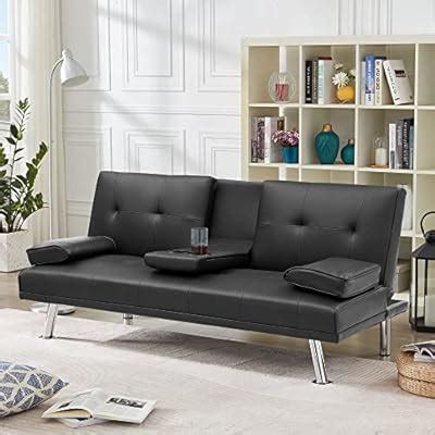 Buy DKLGG Modern Futon Sofa Bed, Faux Leather Upholstered Sofa ...