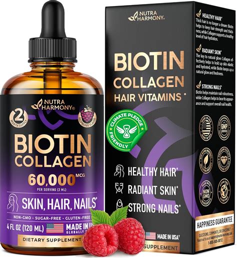Amazon.com: Liquid Biotin & Collagen - Vitamins for Hair Growth Support for Women & Men - Extra ...