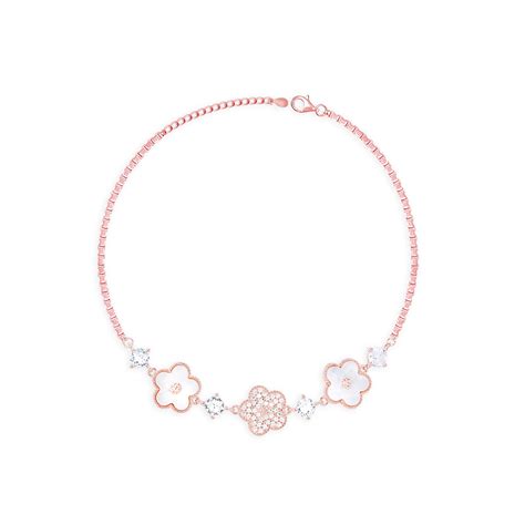 Flower Petal Stone Anklet - Touch925 Silver Jewellery