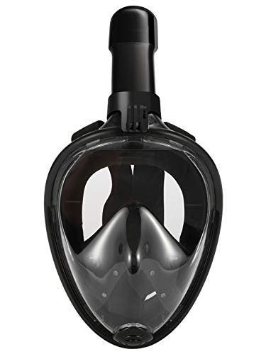MJ View M2068G Free Breath Full Face Dry Snorkeling Snorkel Mask, Black ...