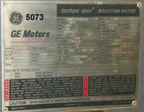 General Electric 900 HP AC Motor, 1185 RPM, 4000 Y Volt #41504 in ...