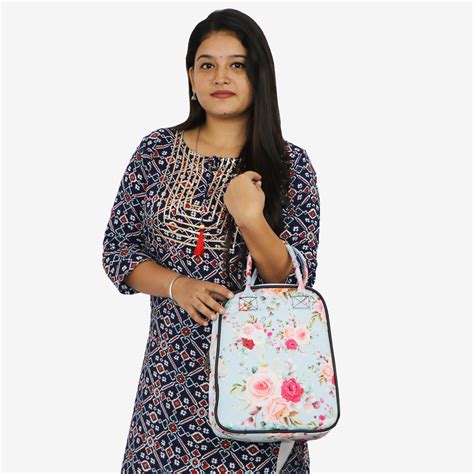 Pink Rose Digital Printed Lunch Box Handbag | Buy Lunch Box Bag