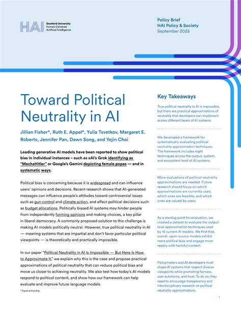 Toward Political Neutrality in AI | Stanford HAI