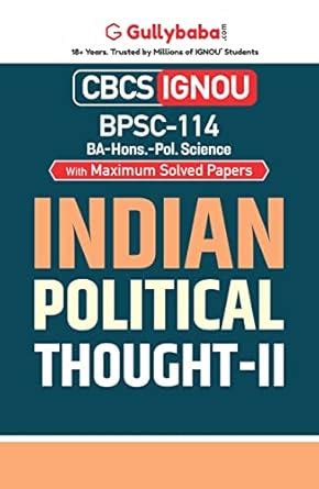 Buy Gullybaba IGNOU BAPSH 6th Sem BPSC-114 Indian Political Thought-II ...