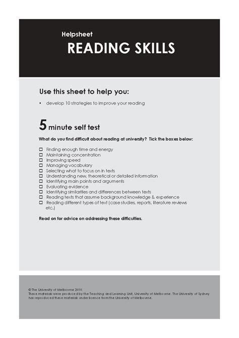 Helpsheet: Effective Reading Strategies for University Success - Studocu