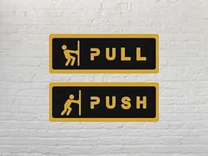Push Pull Acrylic Signage, Self-Adhesive 6.5x2 Inches Door Sign Sticker ...