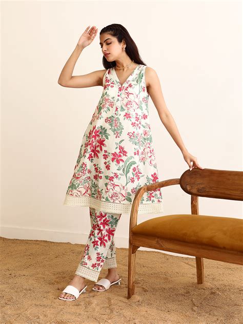 Blue Printed Cotton Co-ord Set- Set of 2