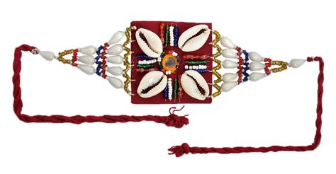 Buy DollsofIndia Multicolor Beaded Armlet with Cowrie on Maroon Cloth ...