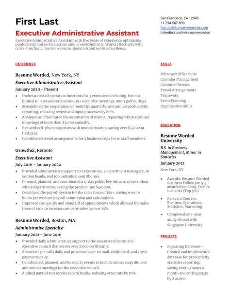 Executive Administrative Assistant Resume Examples for 2025 | Resume Worded