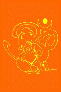 Shree Ganesh & Om Poster with Circulation of Dots Designs - Orange ...