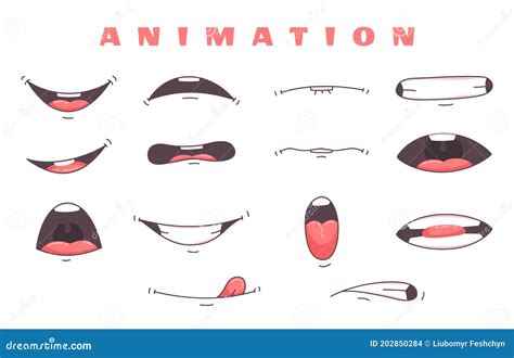 Mouth Animation. Funny Cartoon Mouths Set With Expression. Cartoon ...