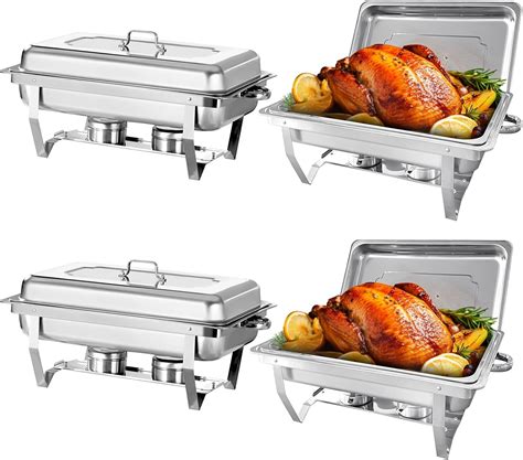EVGTTI 4 Pack Chafing Dish Buffet Set, 8QT Stainless Steel India | Ubuy