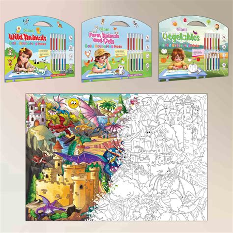 Buy GIANT VEGETABLES BOLD COLOURING MATS, GIANT WILD ANIMALS BOLD ...