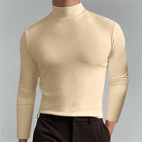 Herrnalise Mens Mock Neck T Shirts Pullover High Neck Turtleneck ...