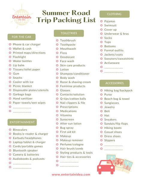 Family Road Trip Checklist