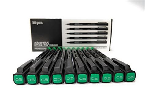 Brustro Professional Pigment Fineliner Box of 10 - 0.5mm, Green/Shop ...