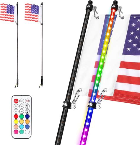 Buy 5FT LED Whip Lights, Niking Auto 2Pcs Smoked Black Lighted Whips ...