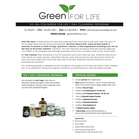 V.E. Irons VIT-RA-TOX #59 Seven Day Cleansing Program - Green for Life