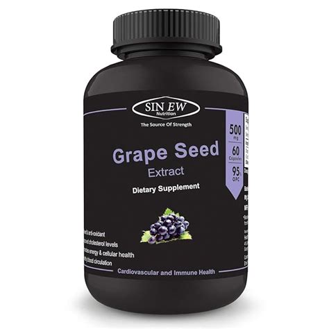 Sinew Nutrition Grapeseed Extract - (60 Count) 500 mg per Serving, 100% ...