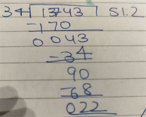 1743 ÷34 And answer the question with division solved method - Brainly.in