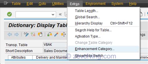 Enhancement Framework – Table Enhancement Category