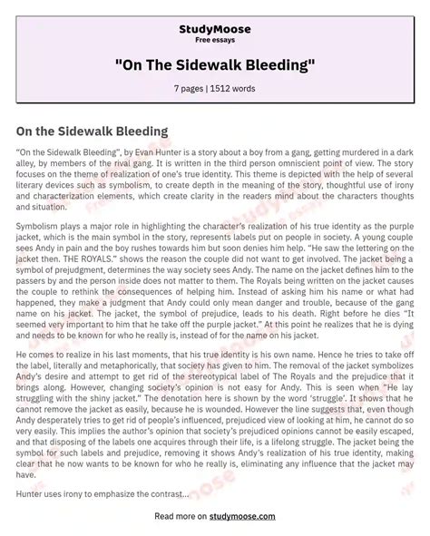 "On The Sidewalk Bleeding" Free Essay Example