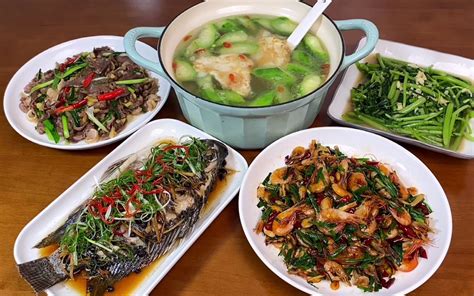湛江家庭的晚餐，豆豉蒸福寿鱼和韭菜炒河虾都是下饭菜，吃美了 - 哔哩哔哩