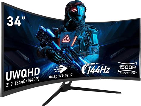 CRUA Gaming Monitor 34 Zoll 3440X1440P WQHD 144Hz HDMI, 1ms , 2xHDMI 2. ...