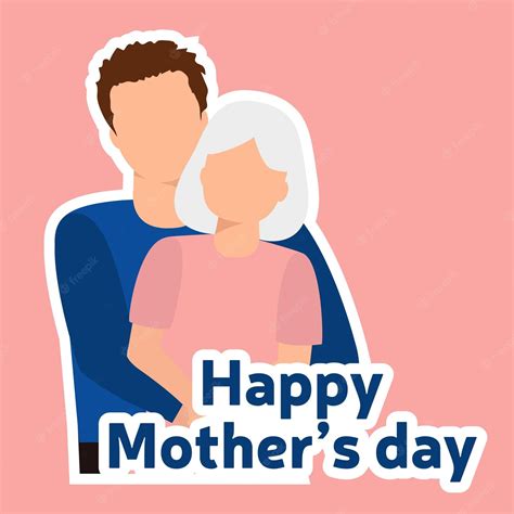 Premium Vector | Son with mother. happy mother's day square card or ...
