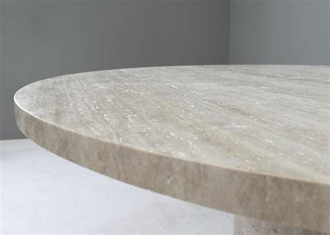 Exquisite Round Travertine Dining Table For Sale at 1stDibs