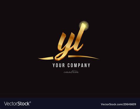 Gold alphabet letter yl y l logo combination icon Vector Image