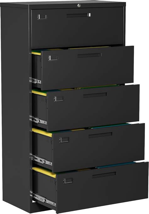 LISSIMO 5 Drawer Metal File Cabinet,Black Filing Cabinet India | Ubuy