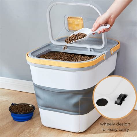Buy Collapsible Dog Food Storage Container, 35 Lb Foldable Pet Food ...