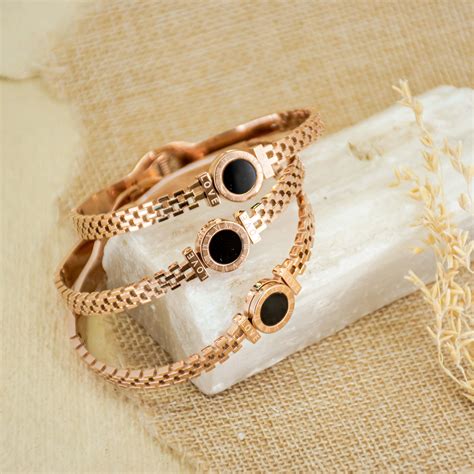 Black Roman Bangle | Upakarna | Rosegold And Golden | Openable