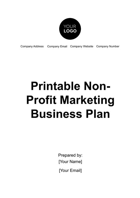 Free Printable Non-Profit Marketing Business Plan Template to Edit Online