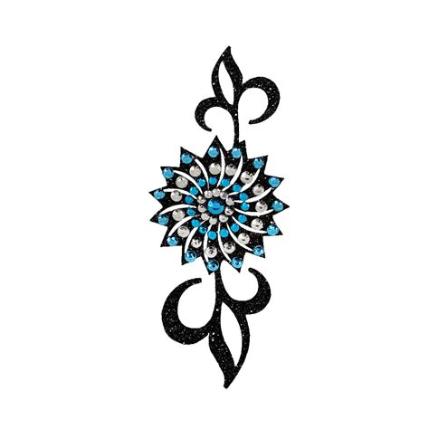 Comet Busters Glitter Black Floral Temporary Tattoo Body Jewels (BJ252