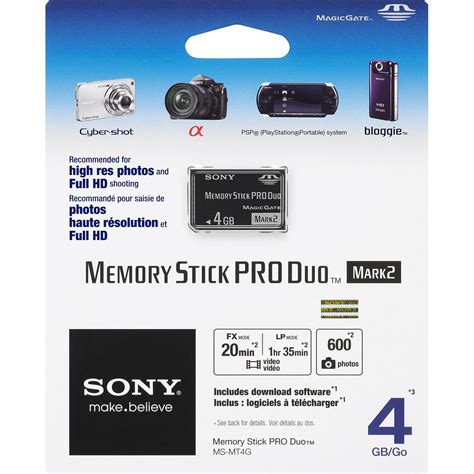 Sony 4 GB Memory Stick ProDuo MSMT4G/2NQT (Black) - Buy Sony 4 GB ...