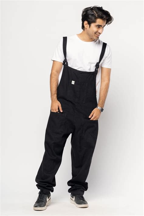Men's Black Denim Dungaree