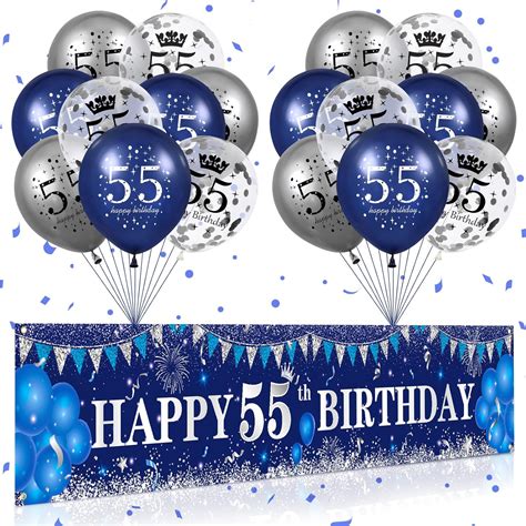 Amazon.com: Blue 55th Birthday Decorations for Men Women, Navy Blue ...